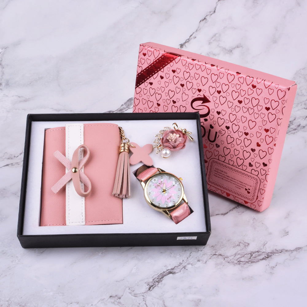 New Creative Combination Beautifully Packaged Watch and Fashion Wallet Set