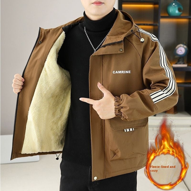 Autumn And Winter Casual Fleece And Thick Men's Casual Hooded Warm Jacket