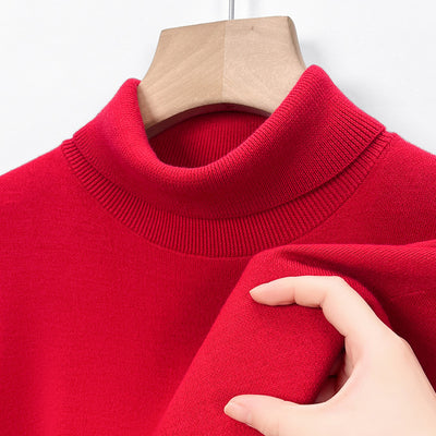 Non-scratchy Thermal Turtleneck Woolen Sweater Men's Thickened Solid Color Minimalist Long Sleeve