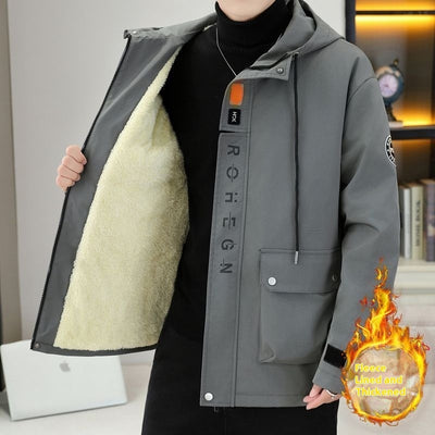 Autumn And Winter Casual Fleece And Thick Men's Casual Hooded Warm Jacket