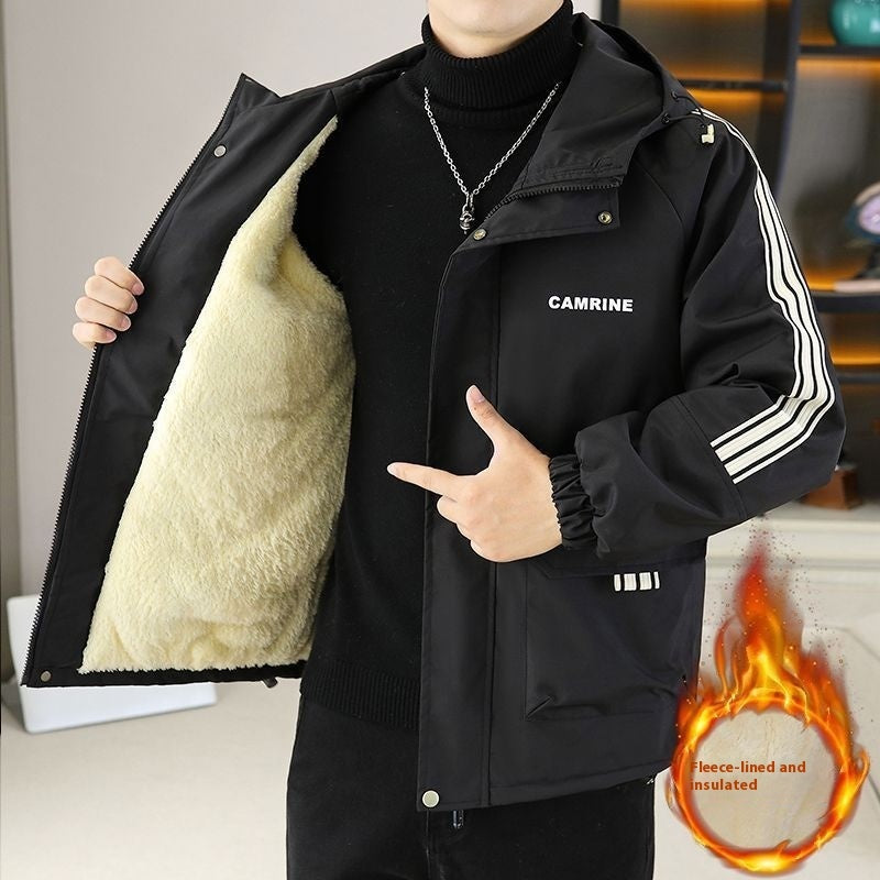 Autumn And Winter Casual Fleece And Thick Men's Casual Hooded Warm Jacket