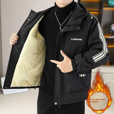 Autumn And Winter Casual Fleece And Thick Men's Casual Hooded Warm Jacket