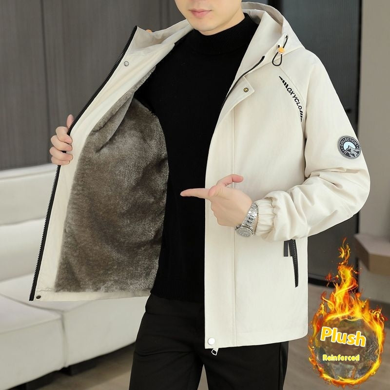 Autumn And Winter Casual Fleece And Thick Men's Casual Hooded Warm Jacket