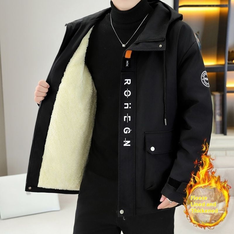 Autumn And Winter Casual Fleece And Thick Men's Casual Hooded Warm Jacket