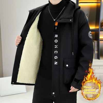 Autumn And Winter Casual Fleece And Thick Men's Casual Hooded Warm Jacket