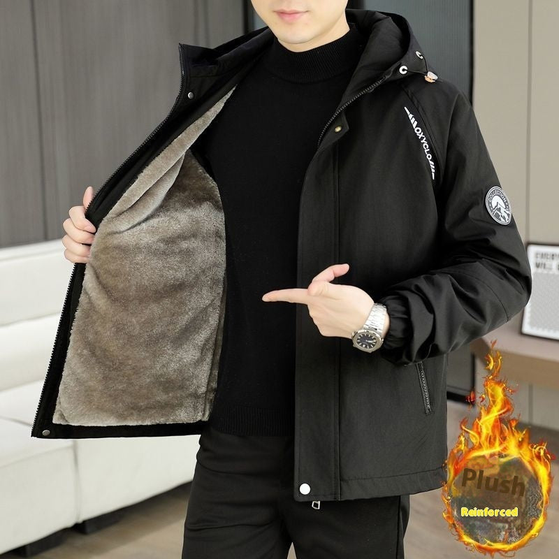 Autumn And Winter Casual Fleece And Thick Men's Casual Hooded Warm Jacket