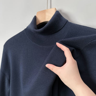 Non-scratchy Thermal Turtleneck Woolen Sweater Men's Thickened Solid Color Minimalist Long Sleeve