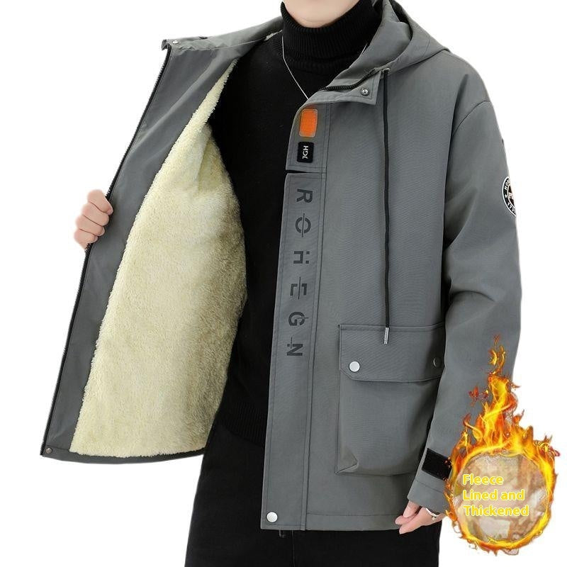 Autumn And Winter Casual Fleece And Thick Men's Casual Hooded Warm Jacket