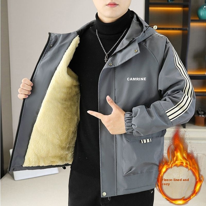 Autumn And Winter Casual Fleece And Thick Men's Casual Hooded Warm Jacket